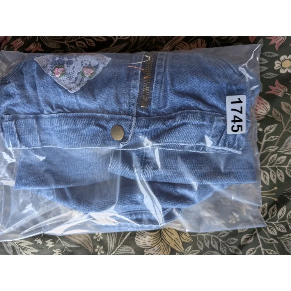 Vintage Toddler Denim Jean Jacket 12 Months Lace 90s Cottagecore Y2K Bows Moto